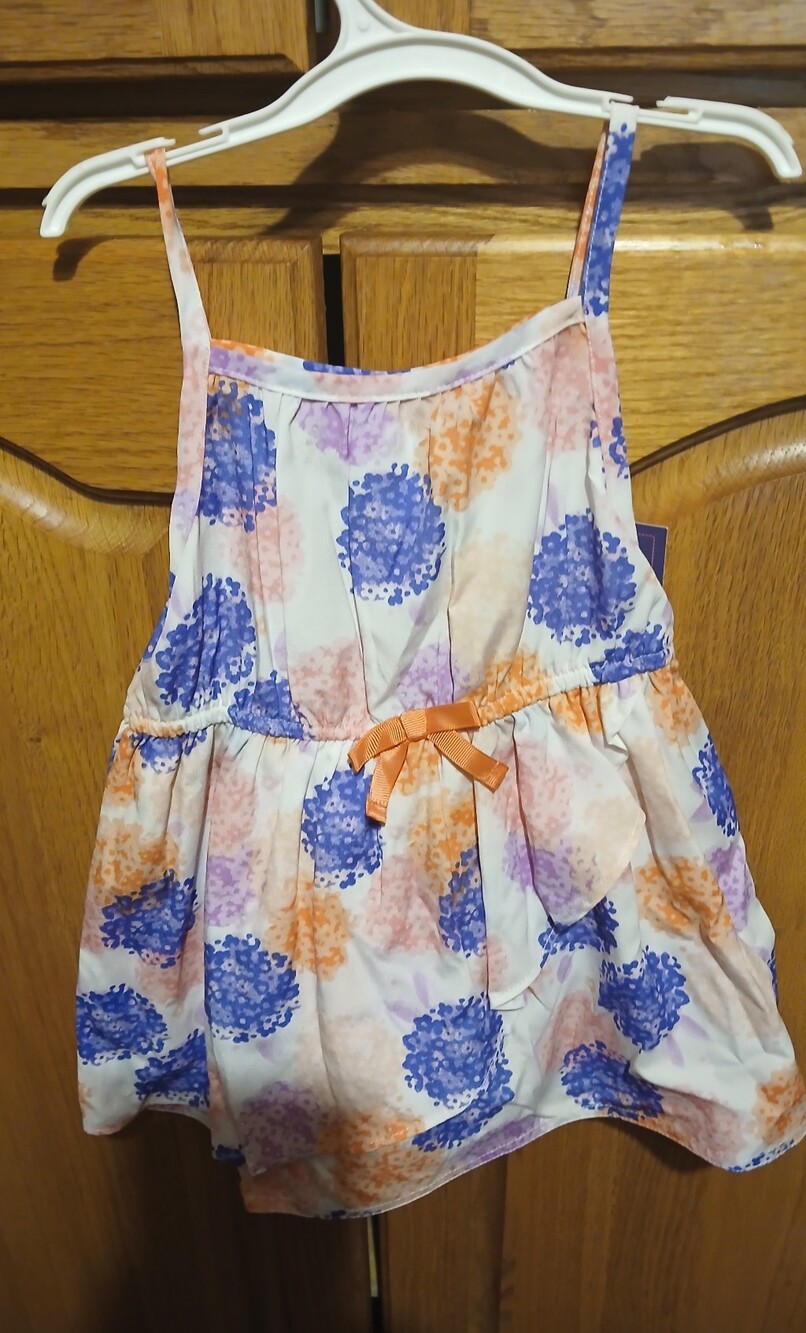 Cherokee Girls Floral Spaghetti-Strap Tank Top in Purple, Orange & Cream